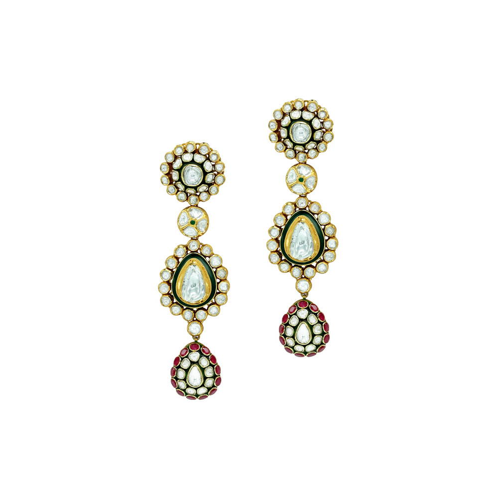 Bridal Polki Choker with Rubies, Green Meena, and Makadi Design Necklace Set